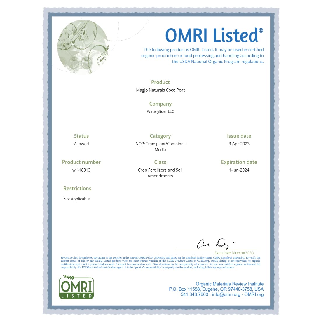 MagJo Naturals coco-fiber renewable resource underscores sustainability.