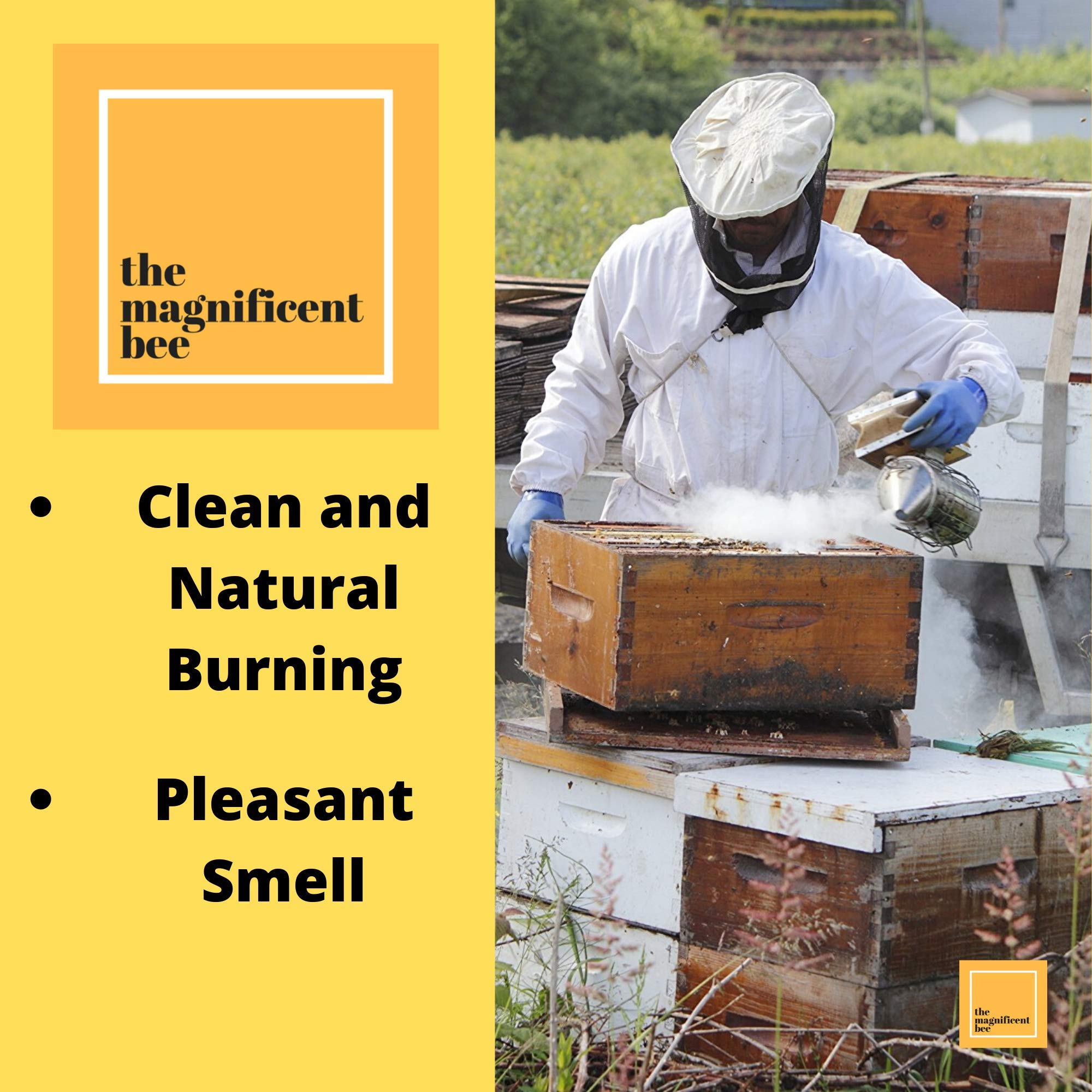 Natural formula The Magnificent Bee pellets offer cleaner outdoor burning.