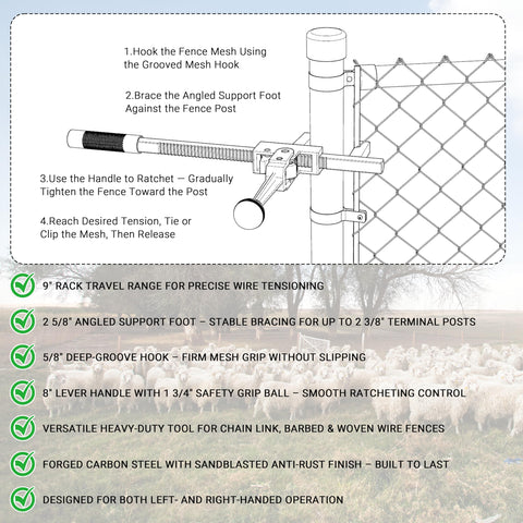 Magoleo deep groove hook grips wire securely during tensioning