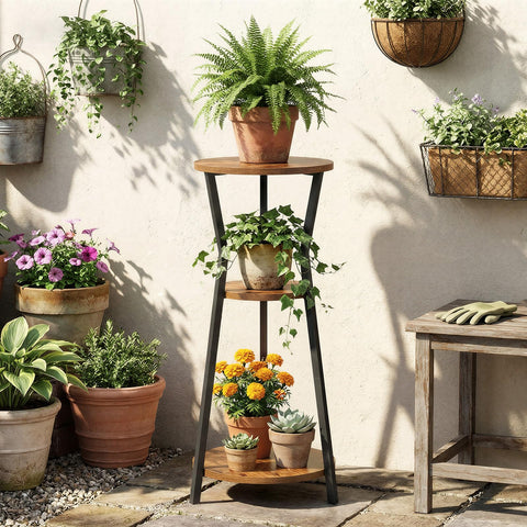 MAHANCRIS balcony corner plant stand enhances balcony decor.