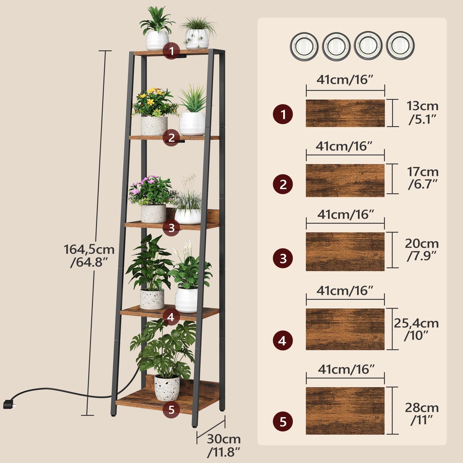 MAHANCRIS grow-light with 4 arms providing even light coverage for thriving plants.