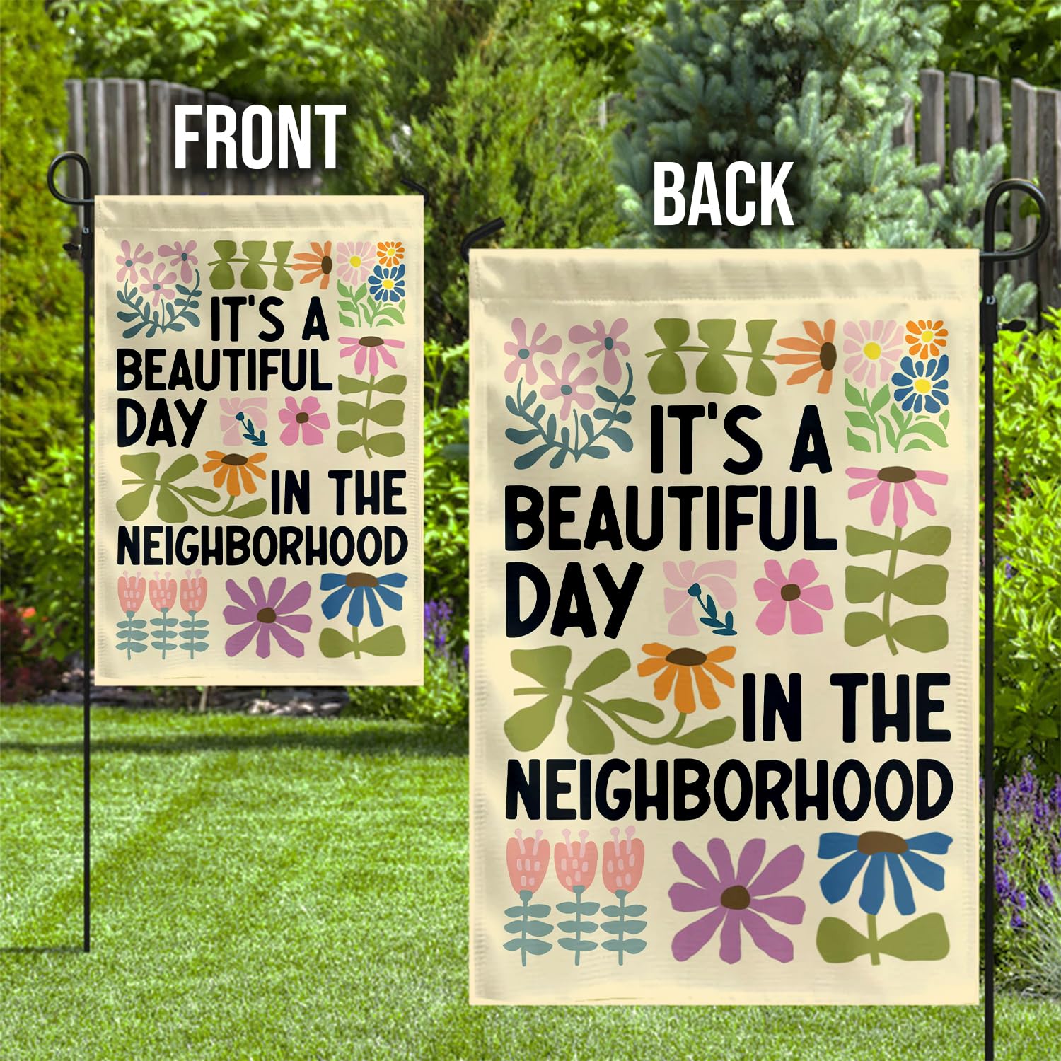 MAIANEY garden flag 12x18 fabric detail highlighting premium polyester and stitching