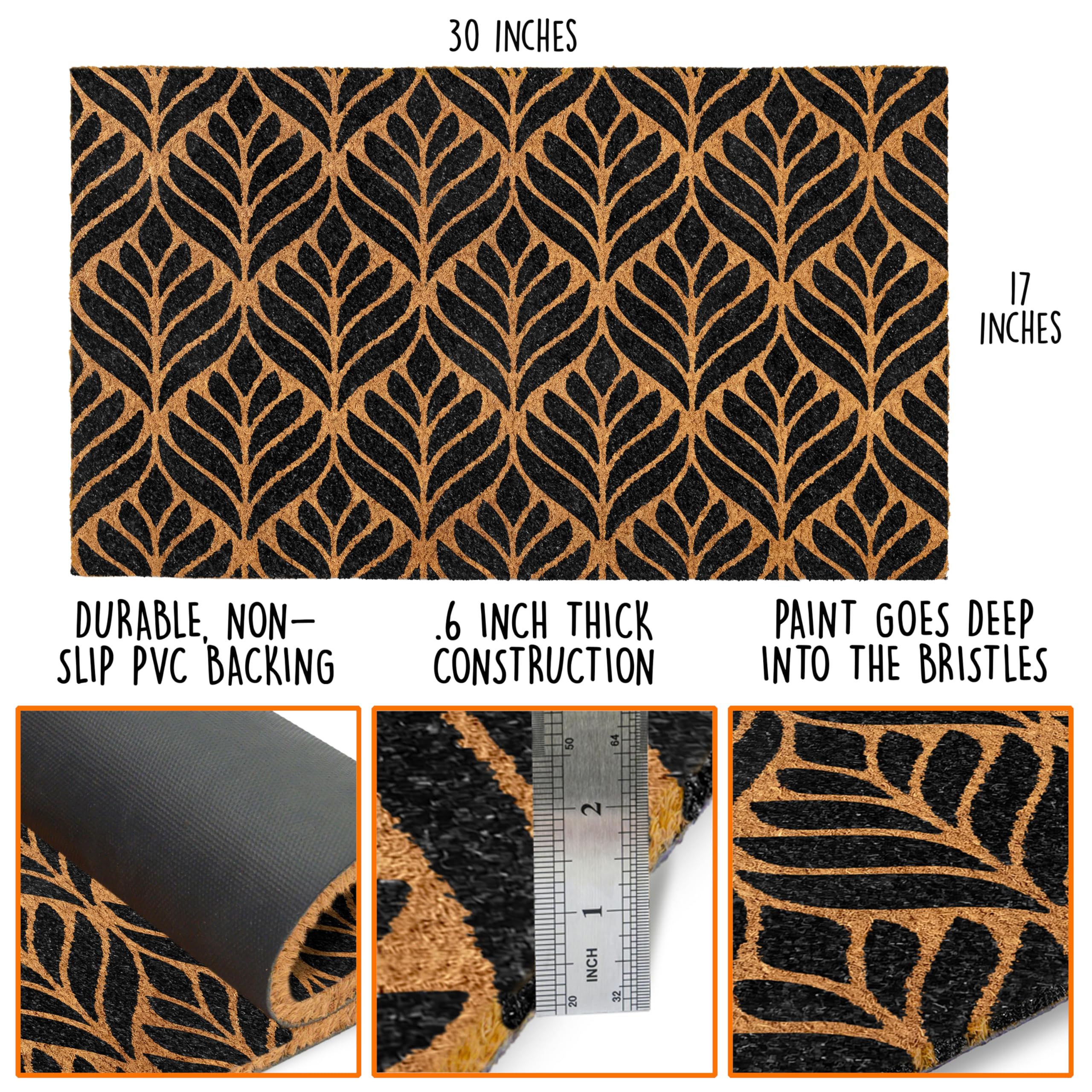 MAINEVENT art-deco welcome mat adds geometric style to a covered entryway