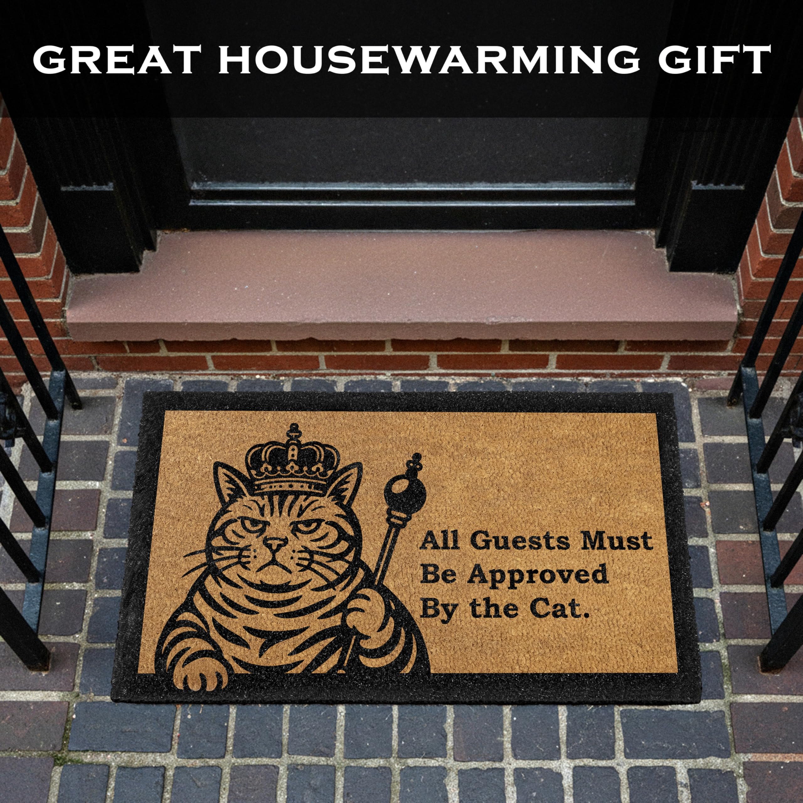 MAINEVENT Black Cat Approved Doormat designed for outdoor longevity on porches