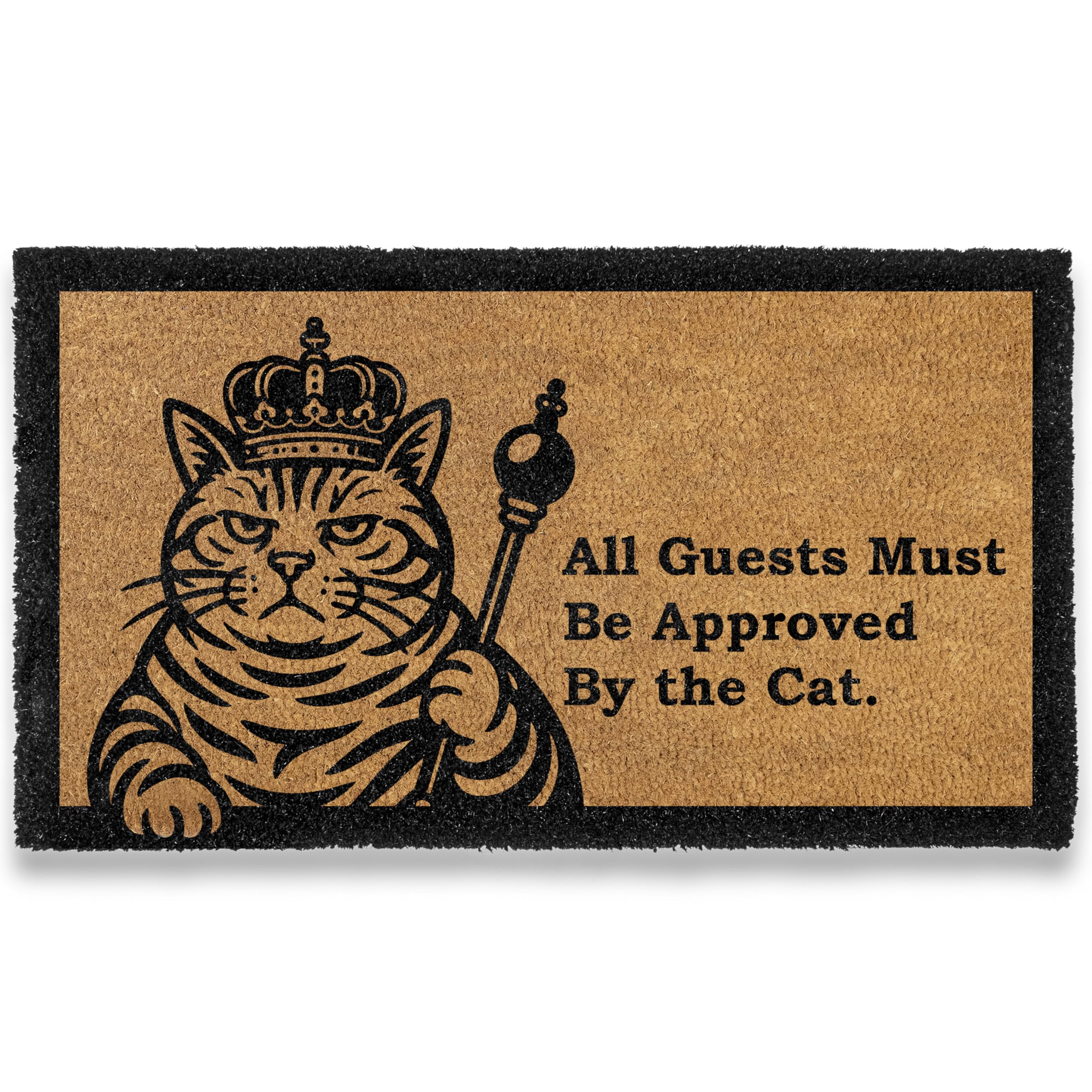 MAINEVENT Black Cat Approved Doormat close-up highlights fade-resistant colors for lively entryways