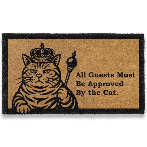 MAINEVENT Black Cat Approved Doormat close-up highlights fade-resistant colors for lively entryways