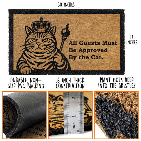 MAINEVENT Black Cat Approved Doormat demonstrates 0.6-inch natural coir fibers for dirt scraping