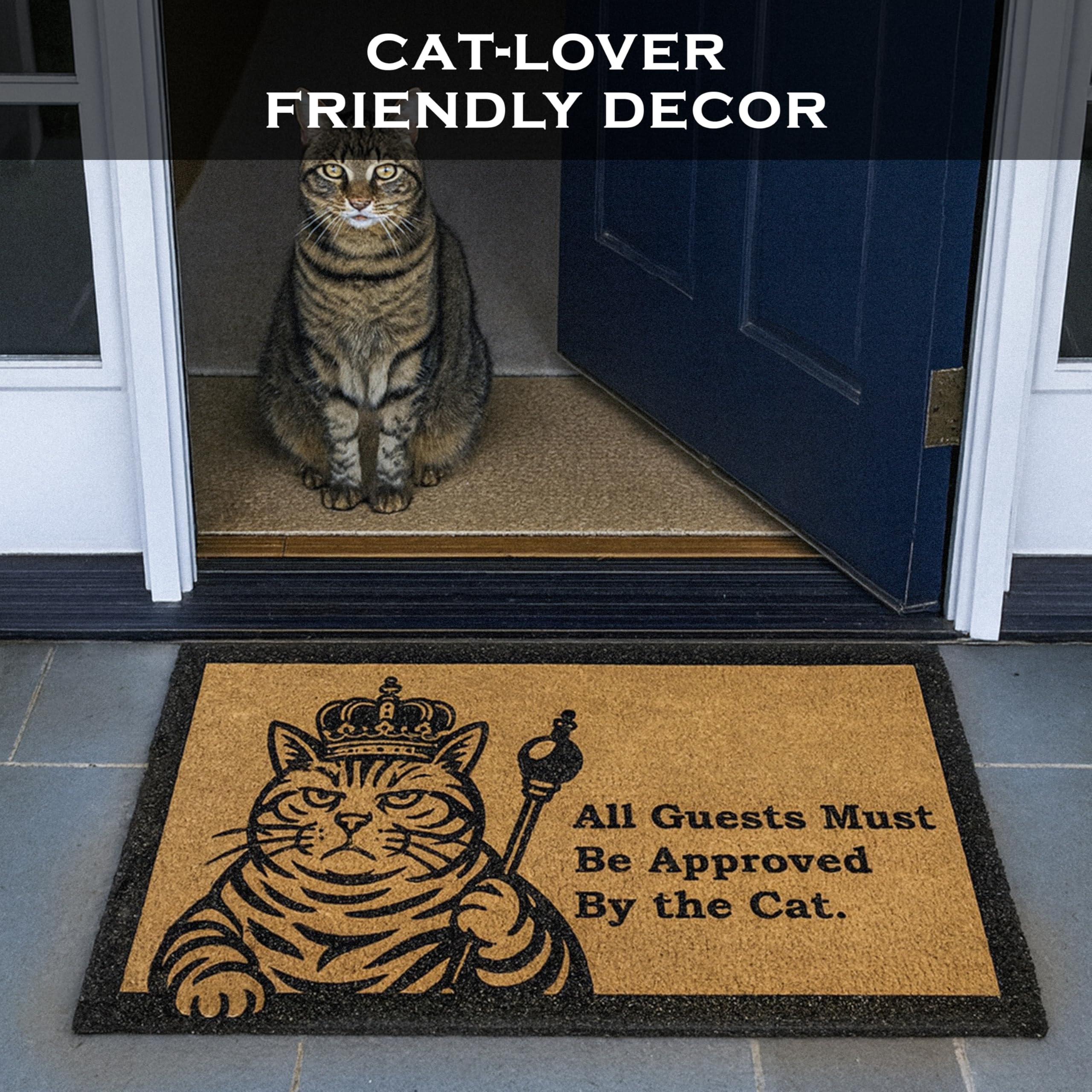 MAINEVENT Black Cat Approved Doormat outdoor use on covered porch