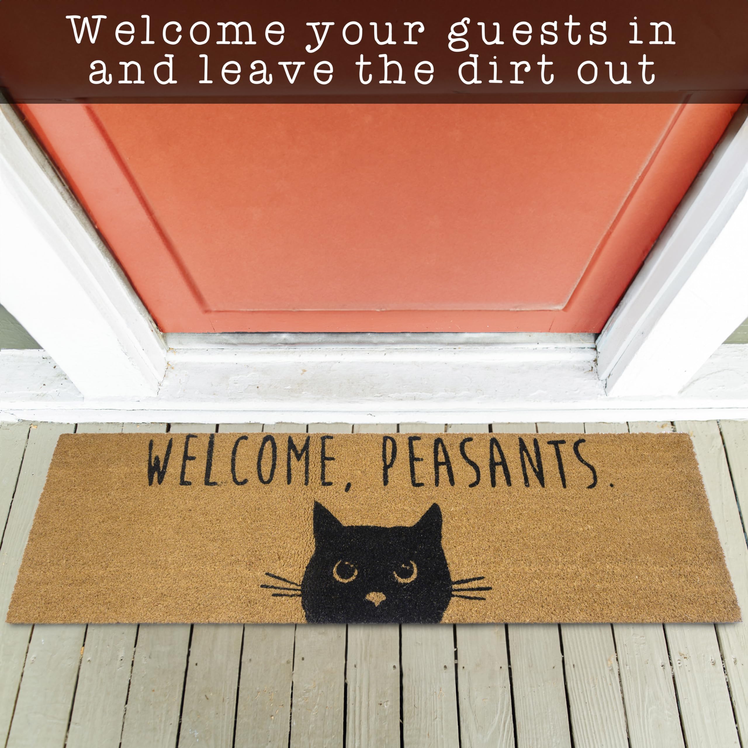 MAINEVENT black cat welcome mat for porch styling and year-round decor.
