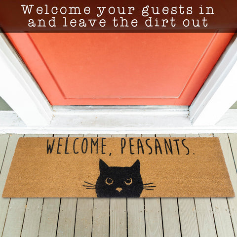 MAINEVENT black cat welcome mat for porch styling and year-round decor.
