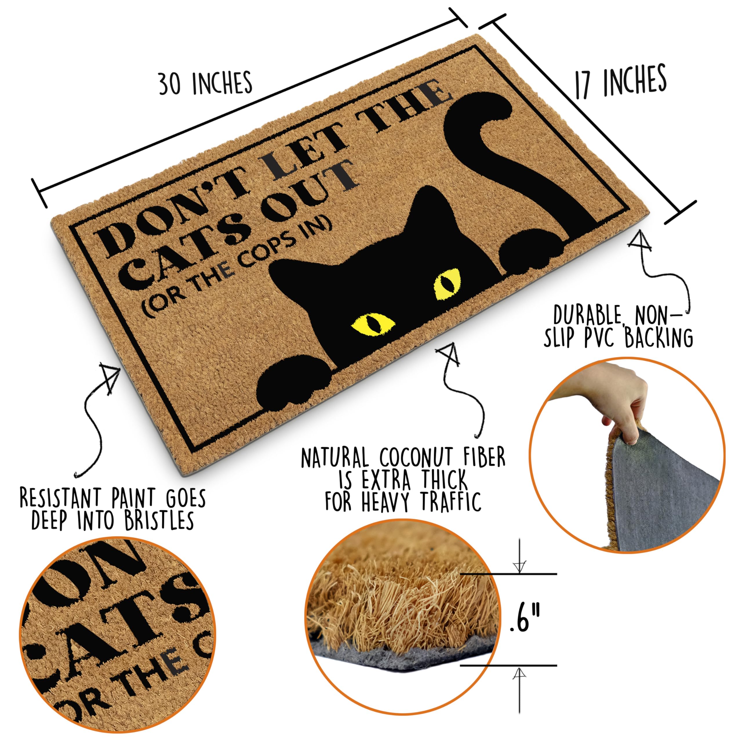 MAINEVENT cat decor mat on a covered porch creates inviting curb appeal.