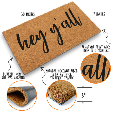 MAINEVENT coir-doormat entrance-welcome-yall with slip-resistant backing for safer doorstep use.