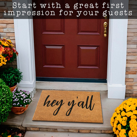 MAINEVENT weather-resistant-welcome-mat keeps its charm in protected outdoor spaces.