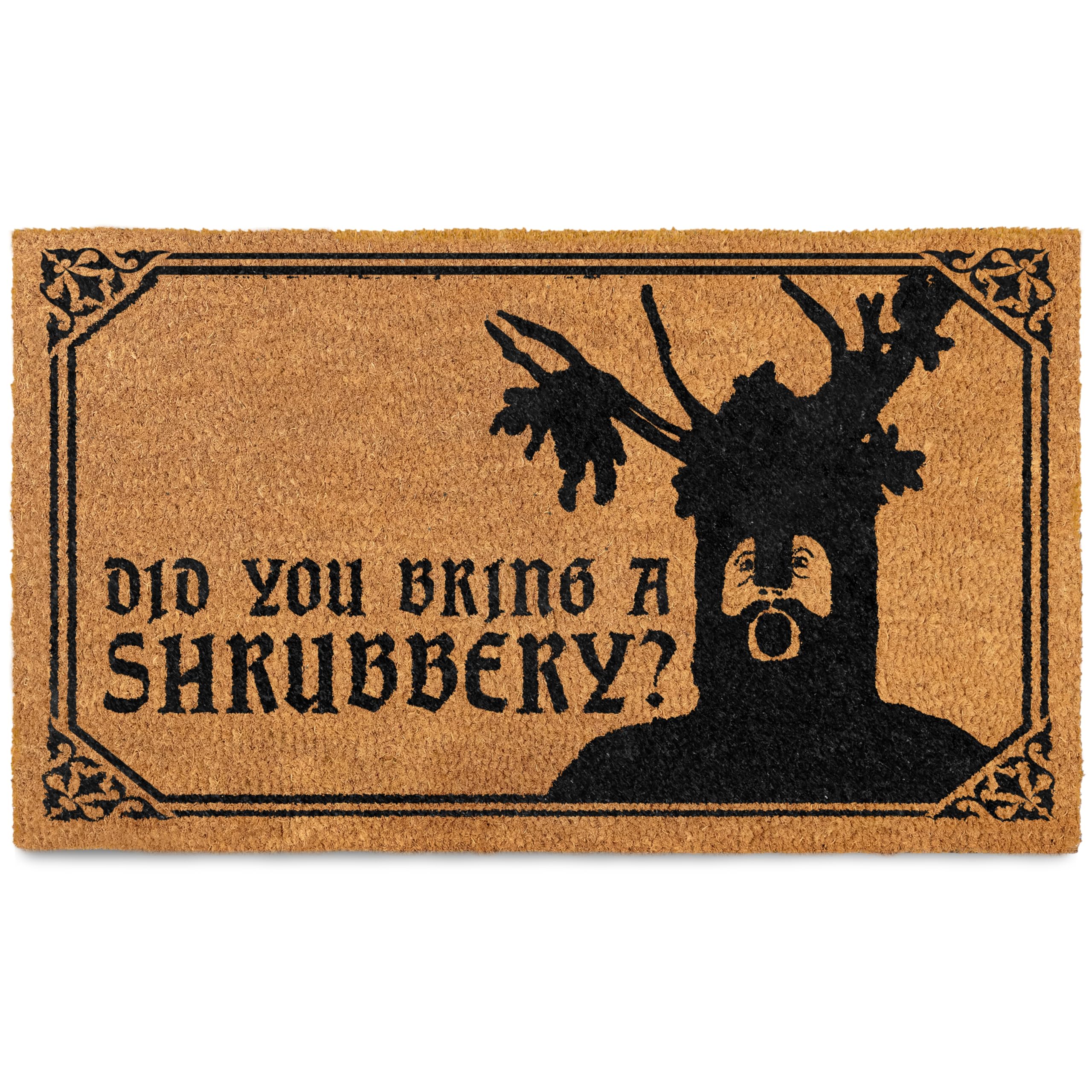 MAINEVENT Did You Bring a Shrubbery Monty Door Mat, witty porch welcome for covered spaces.