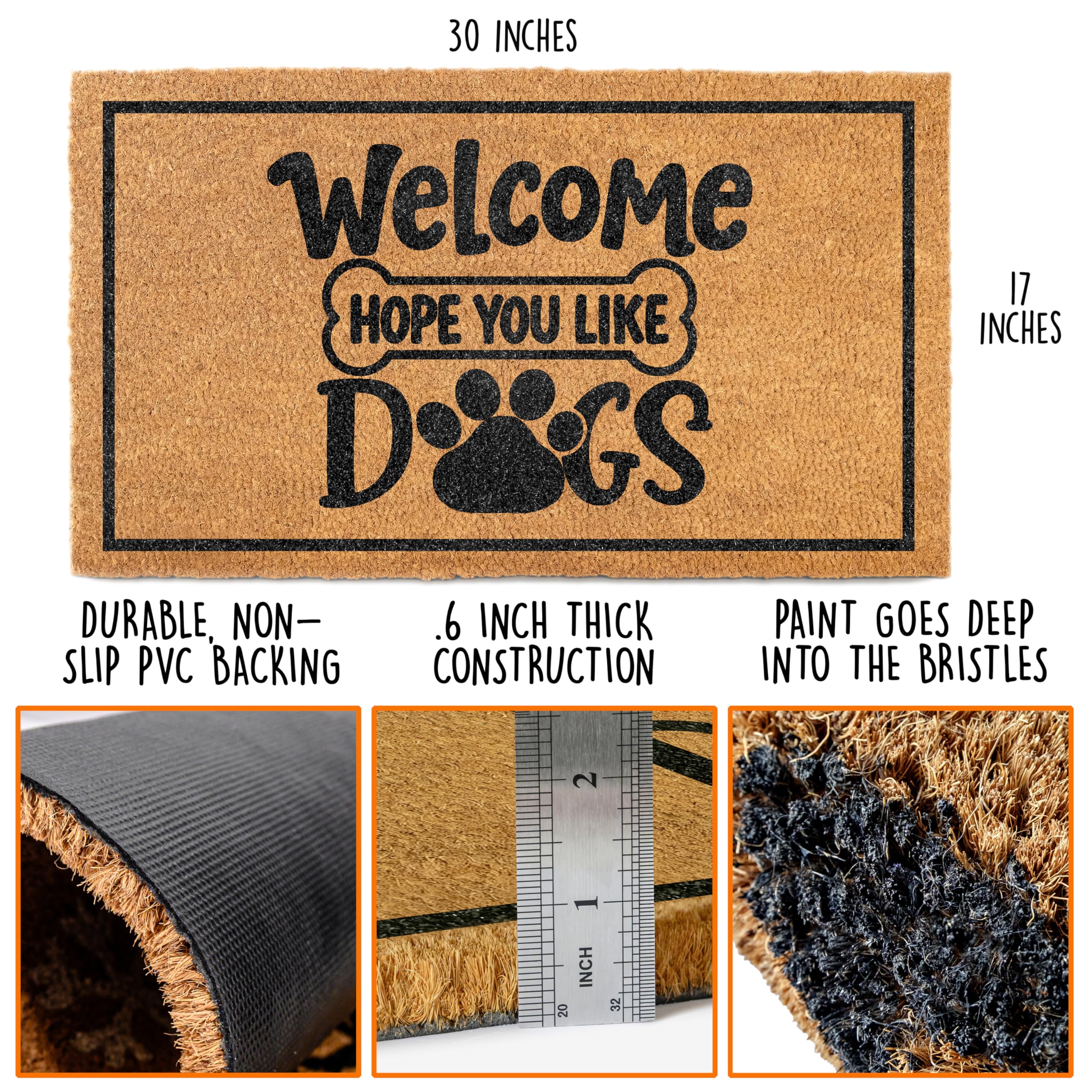 MAINEVENT dog-welcome-mat fade-resistant color stays vibrant in covered outdoor areas