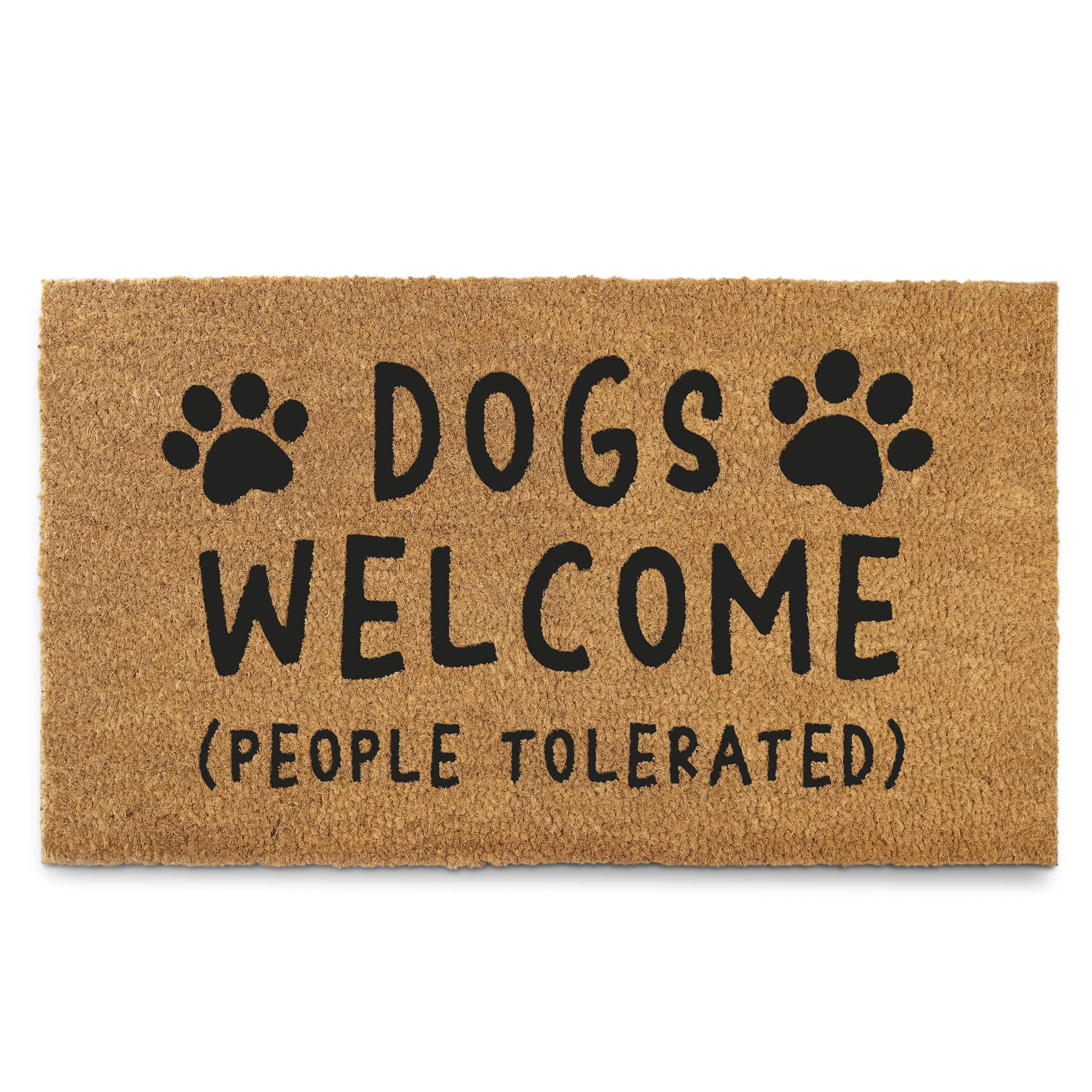 MAINEVENT dogs welcome door mat placed at doorstep invites guests with humor