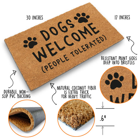 MAINEVENT dogs welcome door mat textured coco fibers highlight rugged long-lasting texture