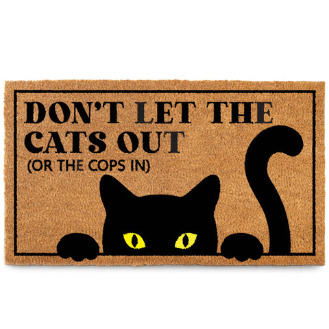 MAINEVENT black cat welcome mat for covered outdoor entry adds playful personality.