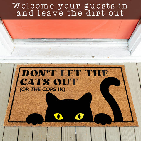MAINEVENT entryway mat with cat design enhances porch first impression.