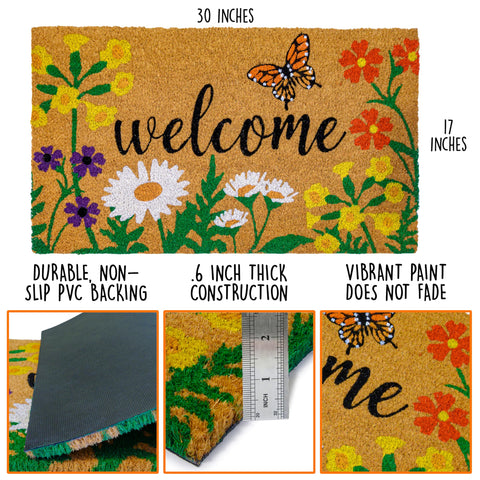 MAINEVENT Floral Doormat entry mat 30x17 for durable entry traffic