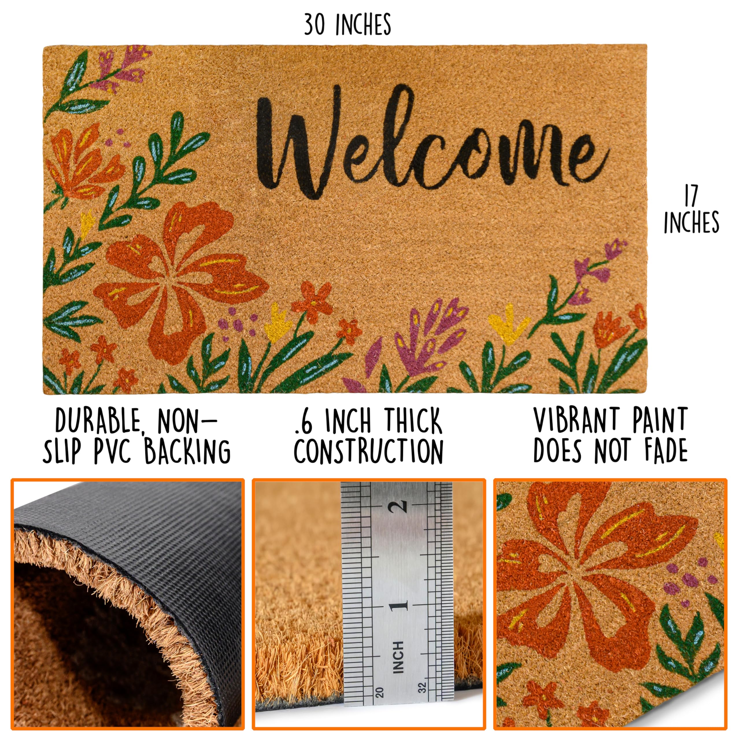 MAINEVENT floral doormat for front door adds color to a porch.