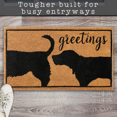 MAINEVENT front-door mat adds year-round decor while keeping dirt outside.