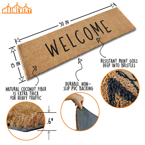 MAINEVENT front door mat outdoor entrance adds personality while staying in place.