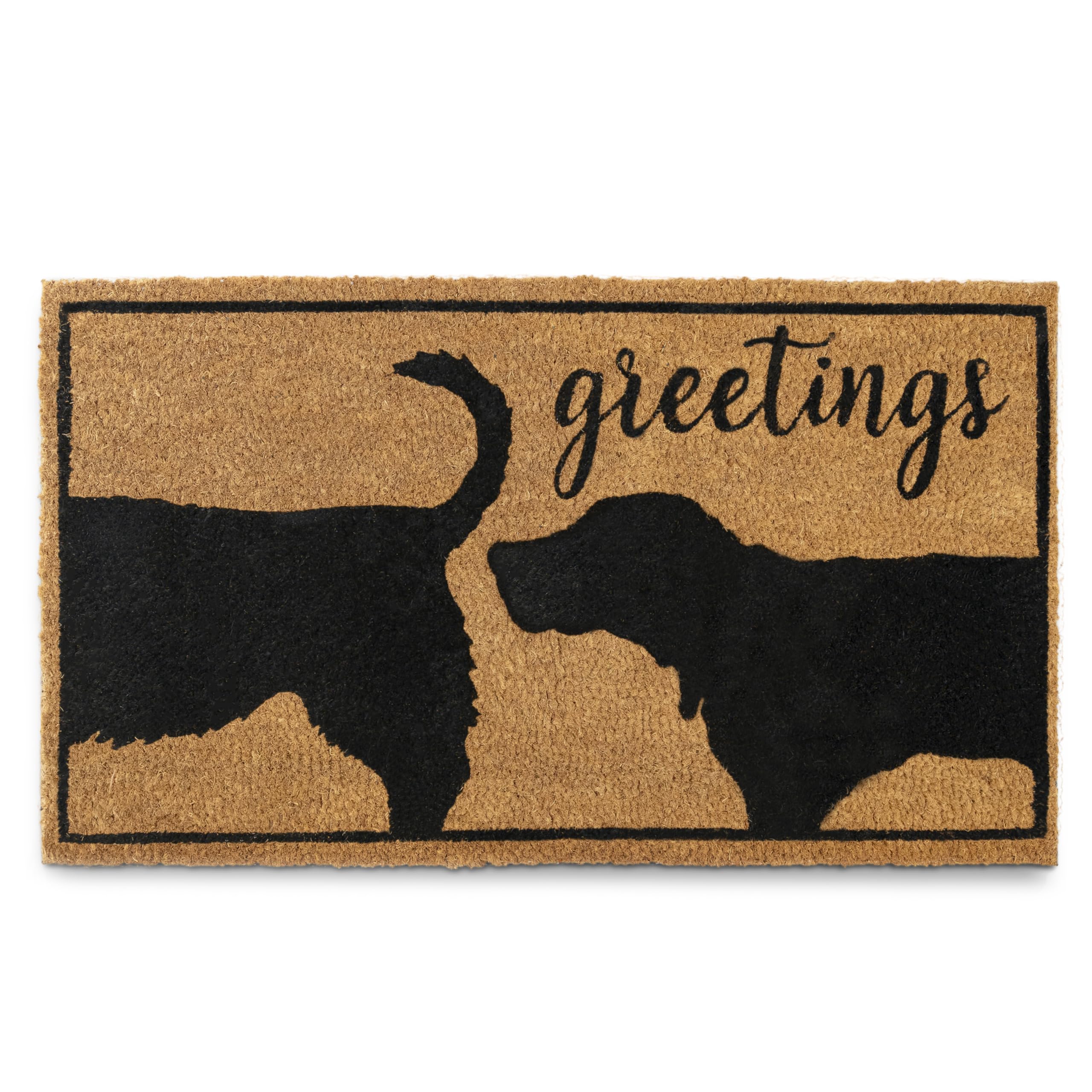 MAINEVENT Funny Dog Greetings mat at the front door, 30x17 inches, dirt shield.