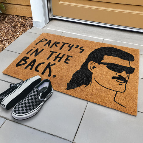 MAINEVENT funny-welcome-mat covered-patio with non-slip backing.