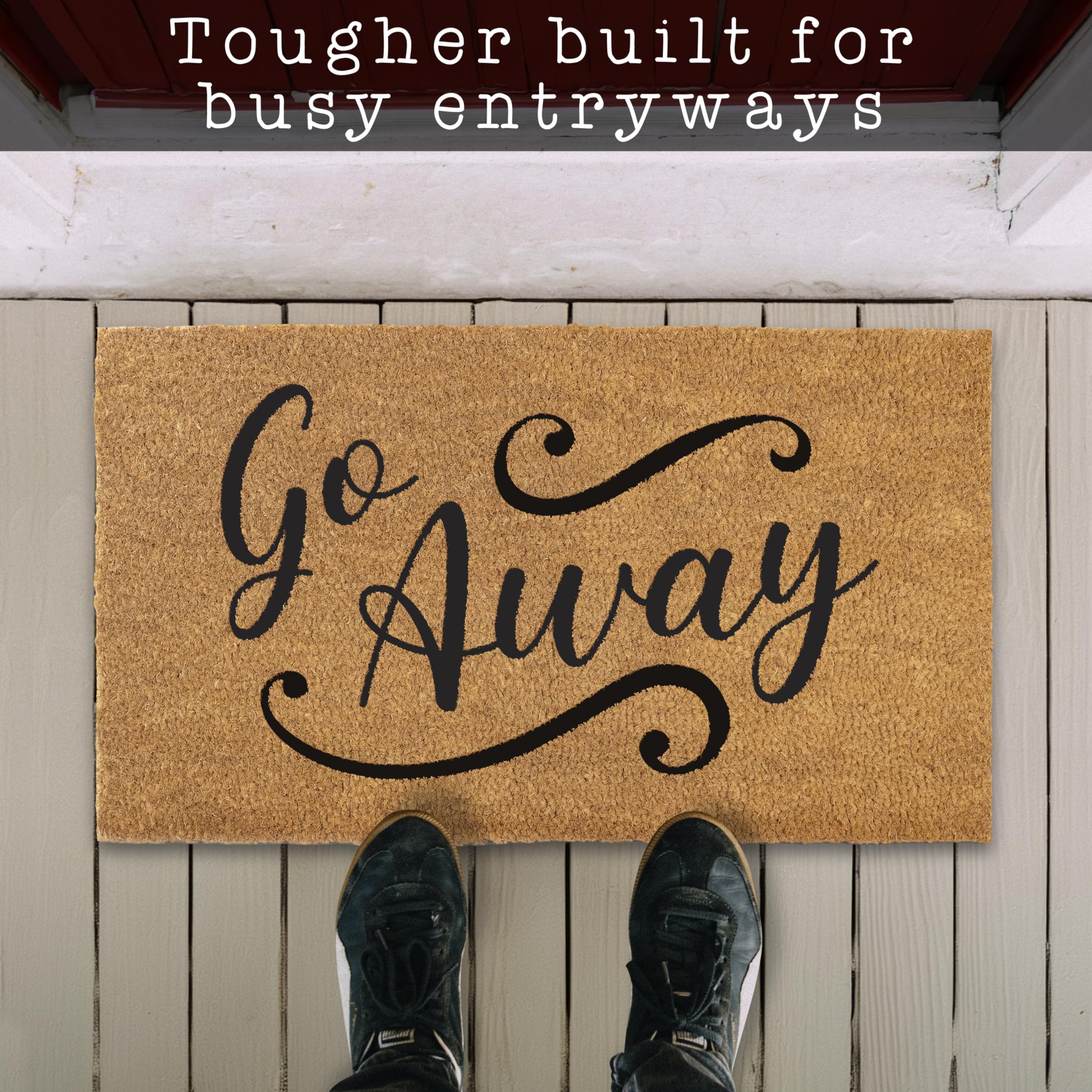 MAINEVENT Go Away Doormat humor quote adds personality at your entryway.