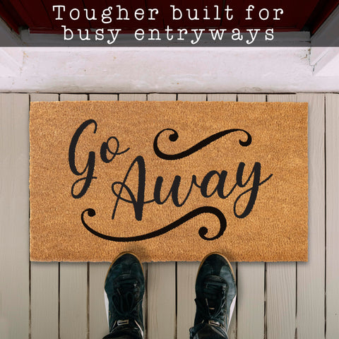 MAINEVENT Go Away Doormat humor quote adds personality at your entryway.