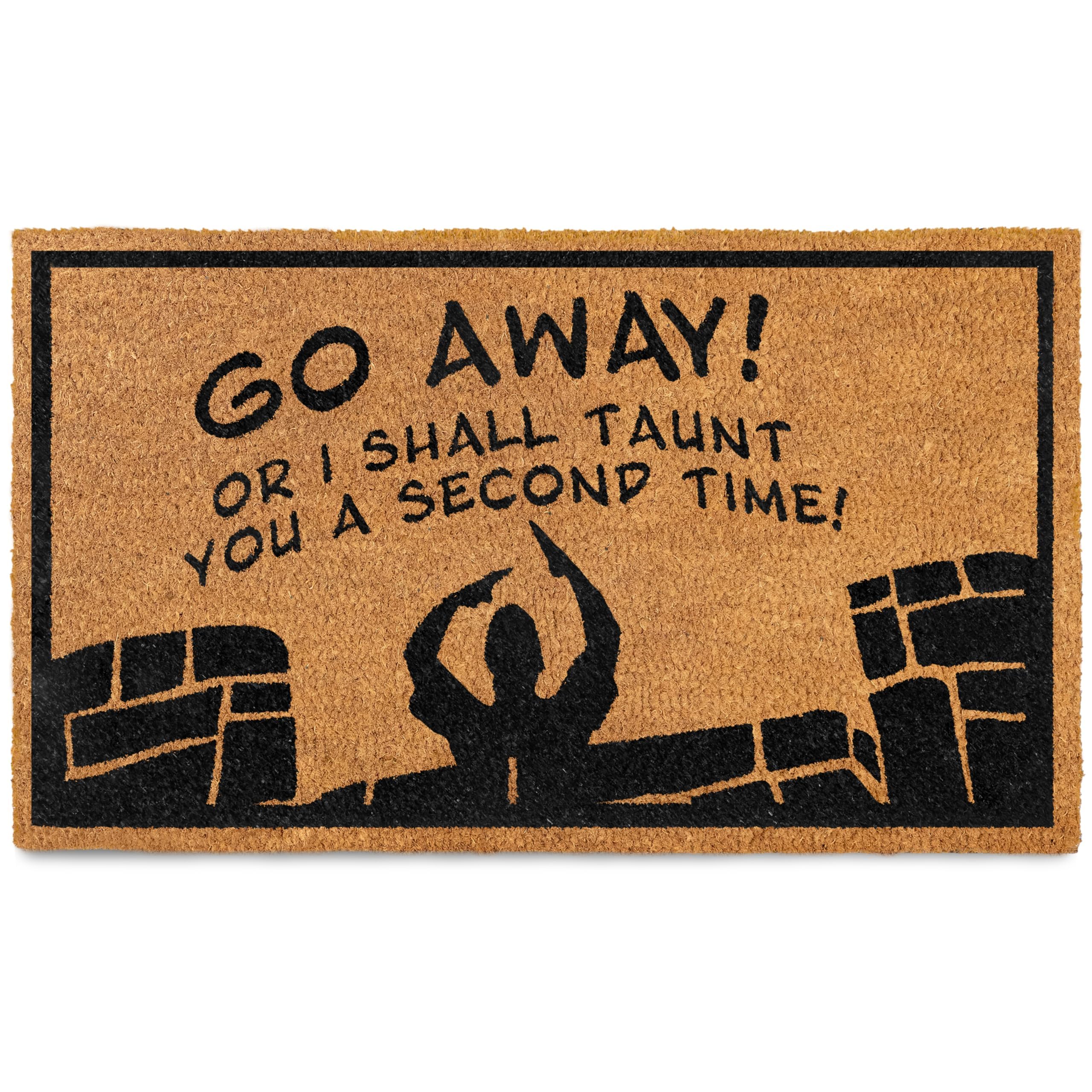 MAINEVENT Go Away doormat for patio, adds playful curb appeal.