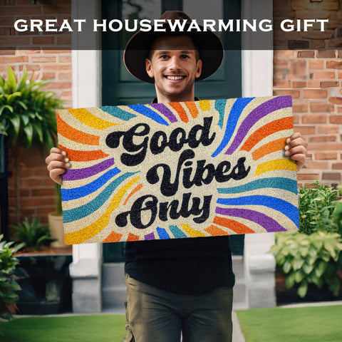 MAINEVENT Good Vibes Only Door Mat helps keep entry clean after busy days