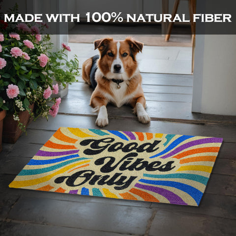 MAINEVENT Good Vibes Only Door Mat crafted from eco-friendly materials
