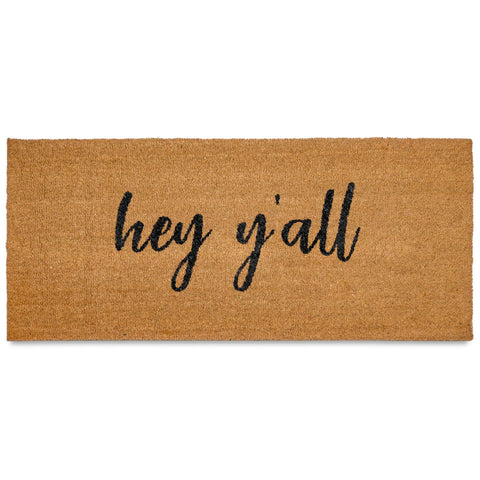 MAINEVENT Hey Y'all door mat – front view, oversized 48x24 for a bold outdoor welcome.