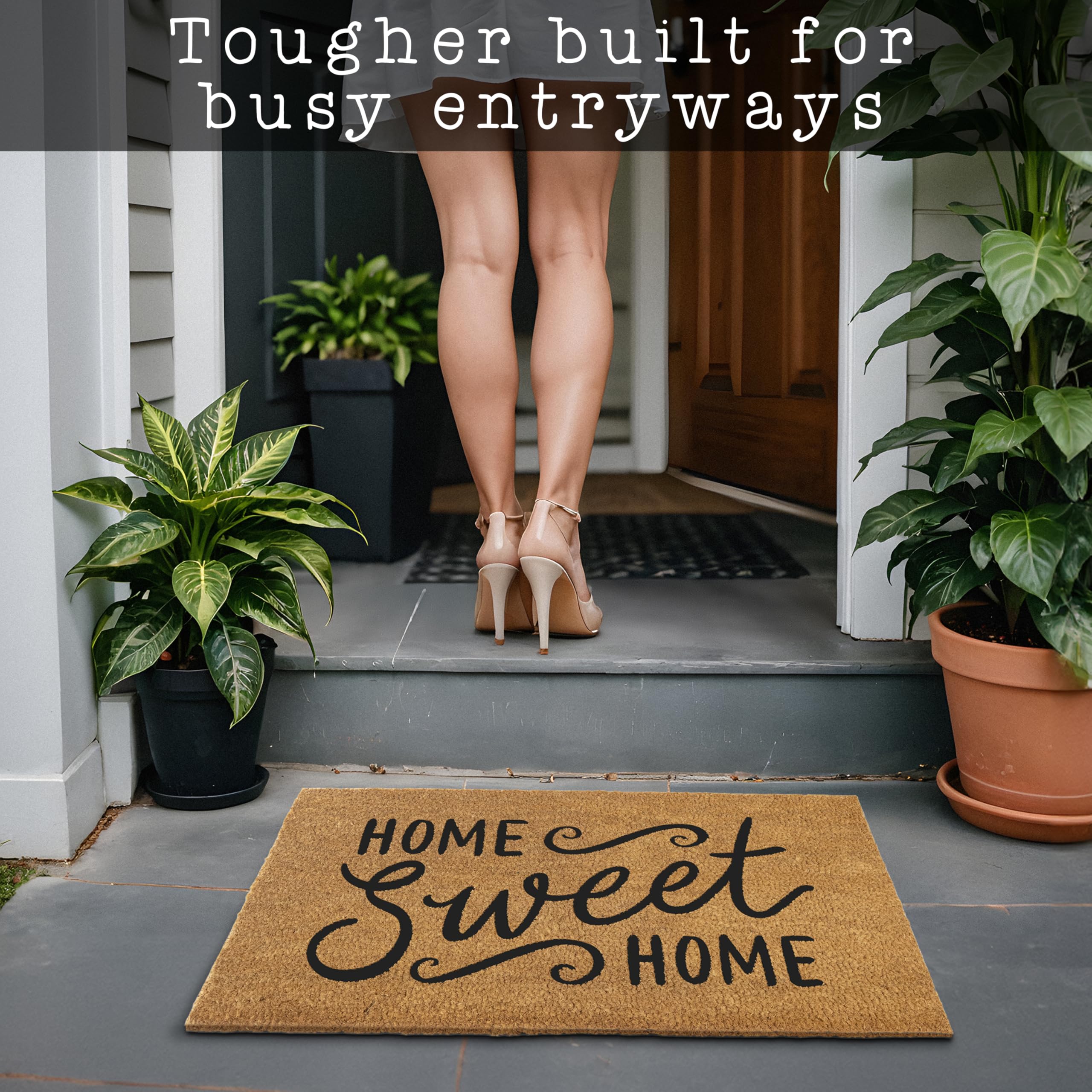 Close-up of coir fibers on MAINEVENT doormat highlighting durability for daily use.