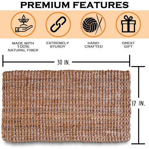 MAINEVENT jute doormat braided weave closeup highlights durable texture for daily use.