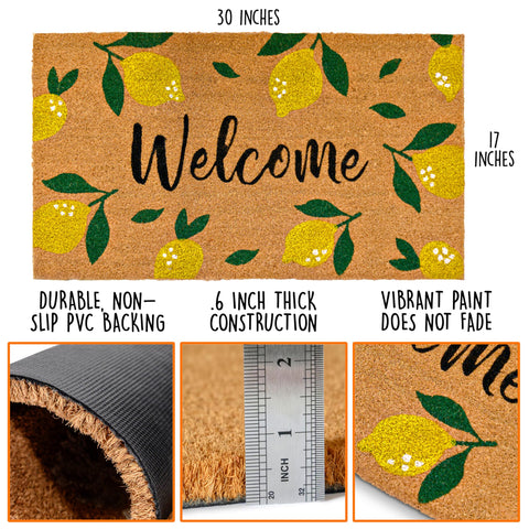MAINEVENT lemon doormat closeup fibers reveal durable coir texture for daily use