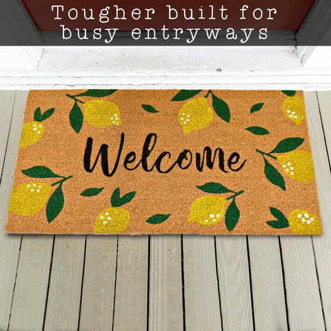 MAINEVENT lemon doormat non-slip backing keeps mat in place outdoors