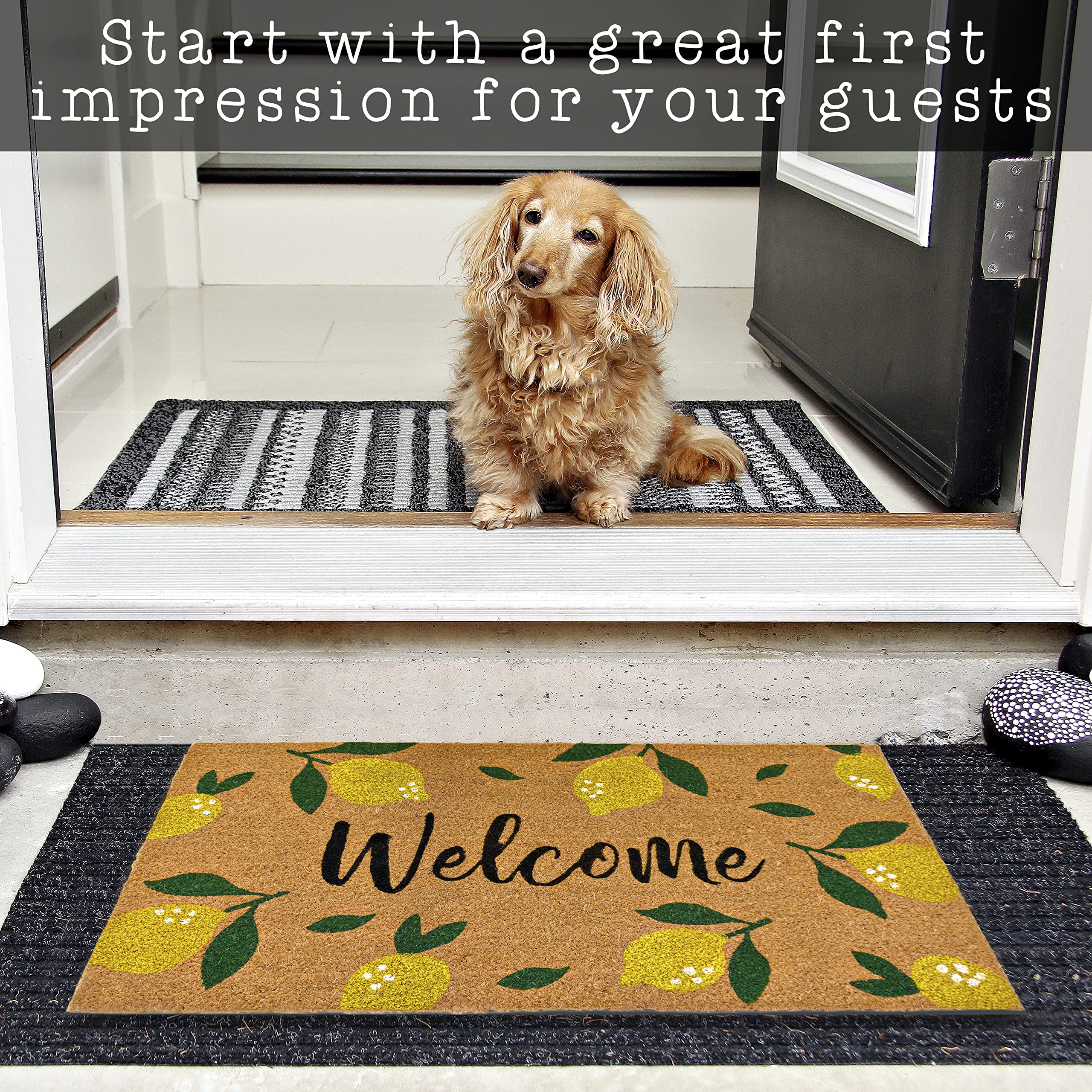 MAINEVENT lemon doormat washable materials simplify cleaning and care