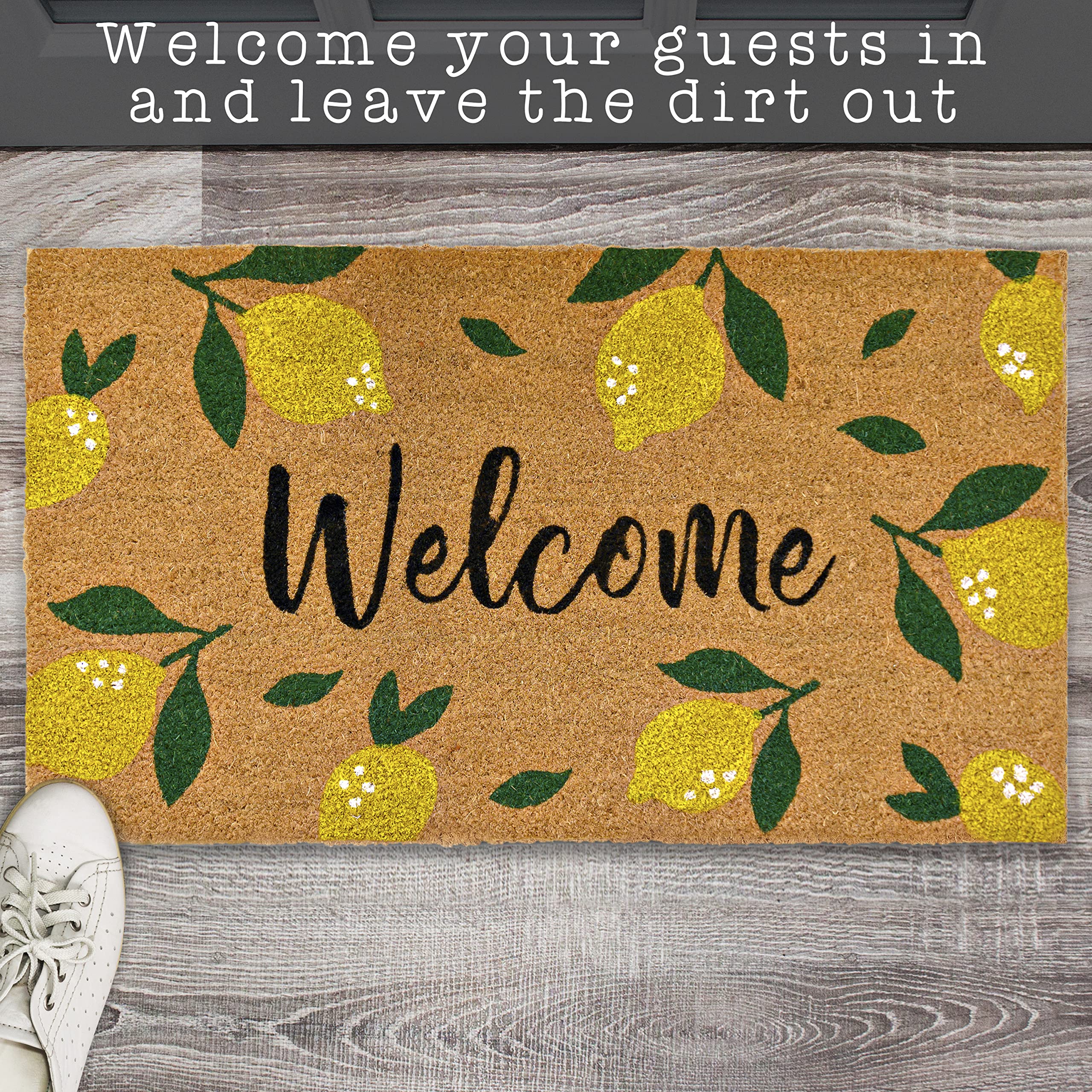MAINEVENT lemon doormat wide entrance shot enhances doorstep charm