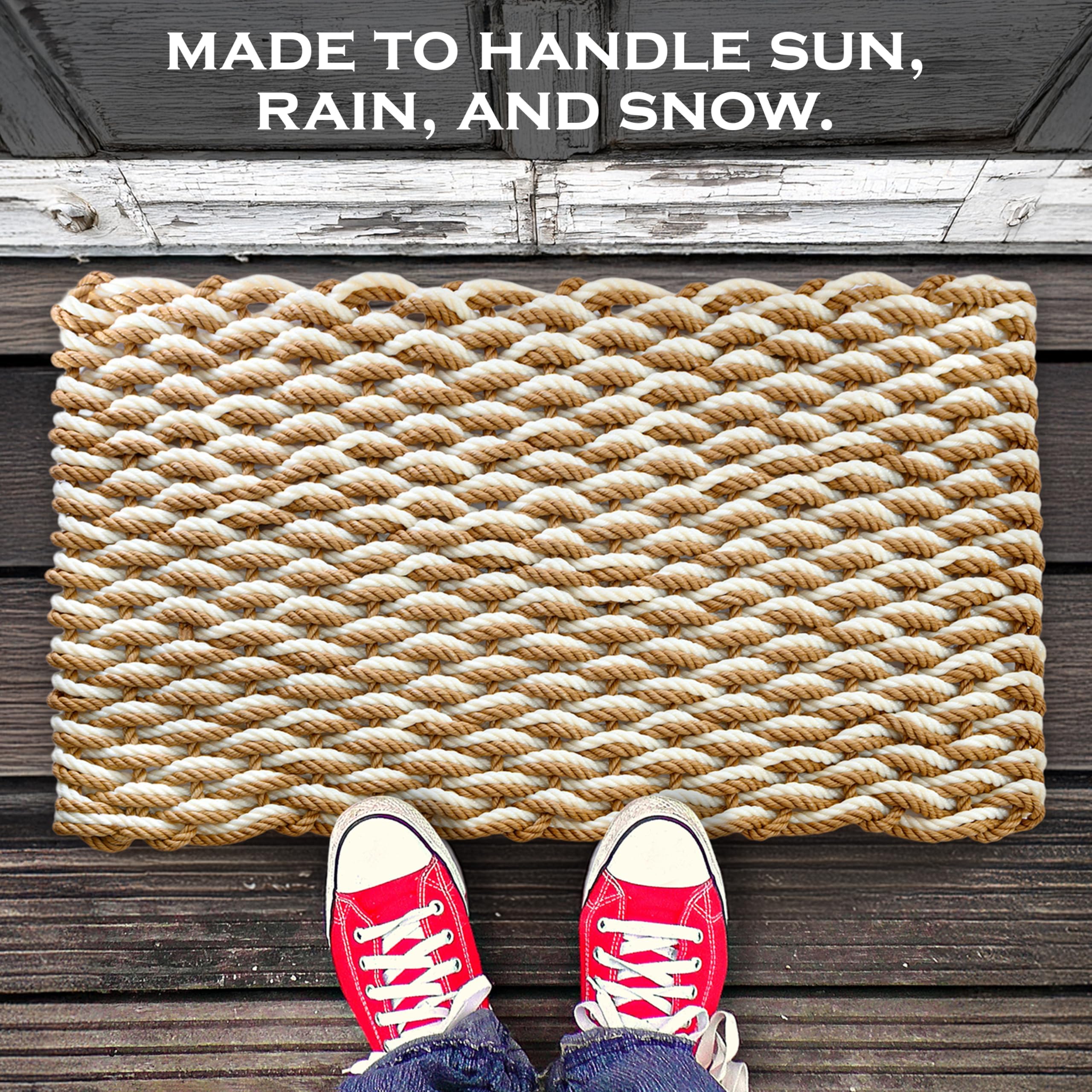 MAINEVENT sand-colored mat resists fading for long-lasting curb appeal.