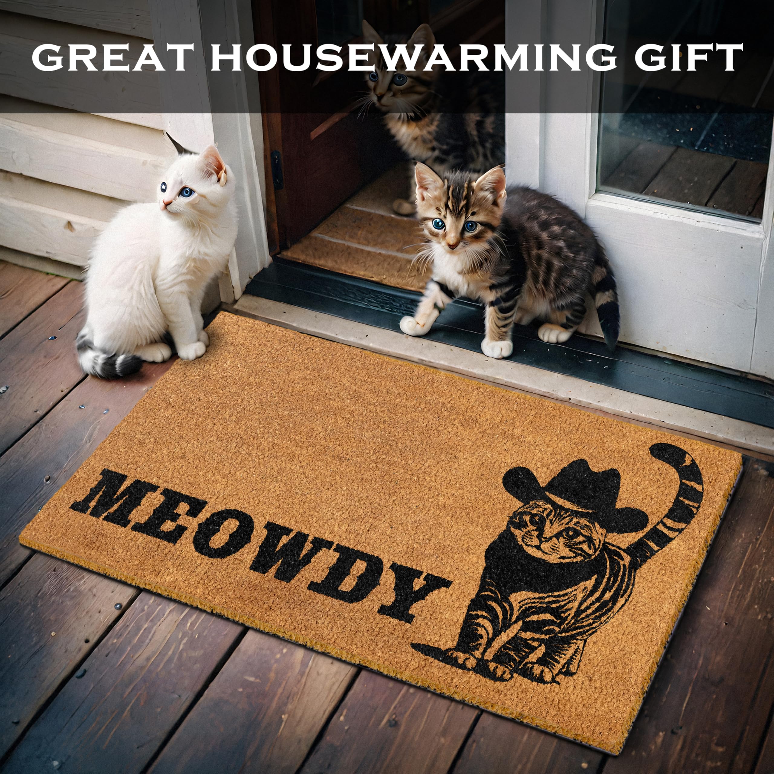 MAINEVENT Meowdy Doormat packaged as a thoughtful gift for cat enthusiasts.