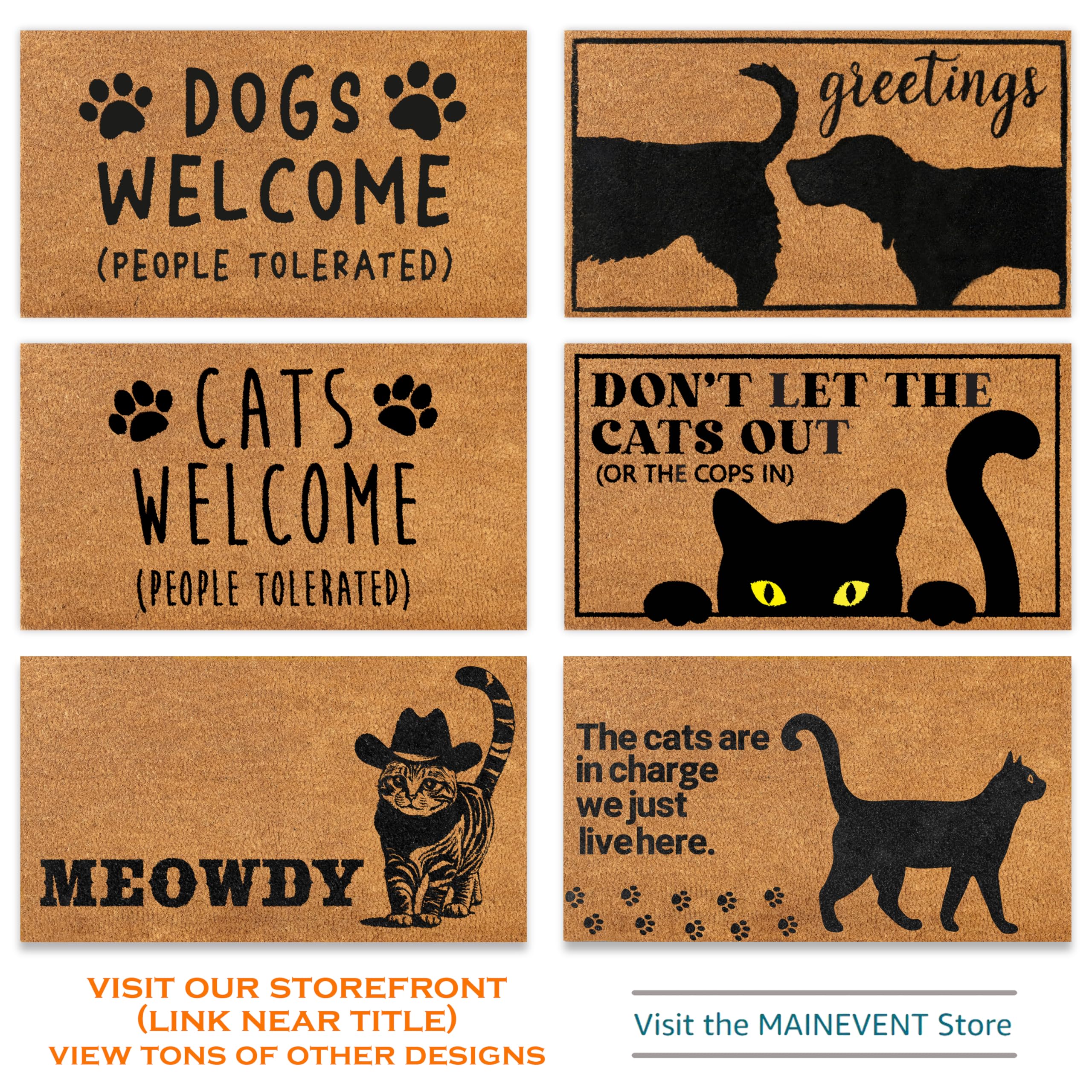 MAINEVENT Meowdy Doormat wide design enhances entryway visibility and welcome.