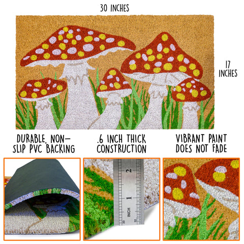 MAINEVENT Mushroom Doormat close-up fibers; durable texture for high-traffic entryways.