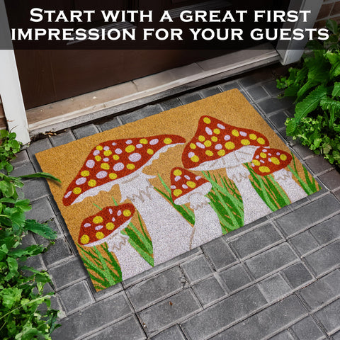 MAINEVENT Mushroom Doormat eco-friendly materials suited for outdoor use.