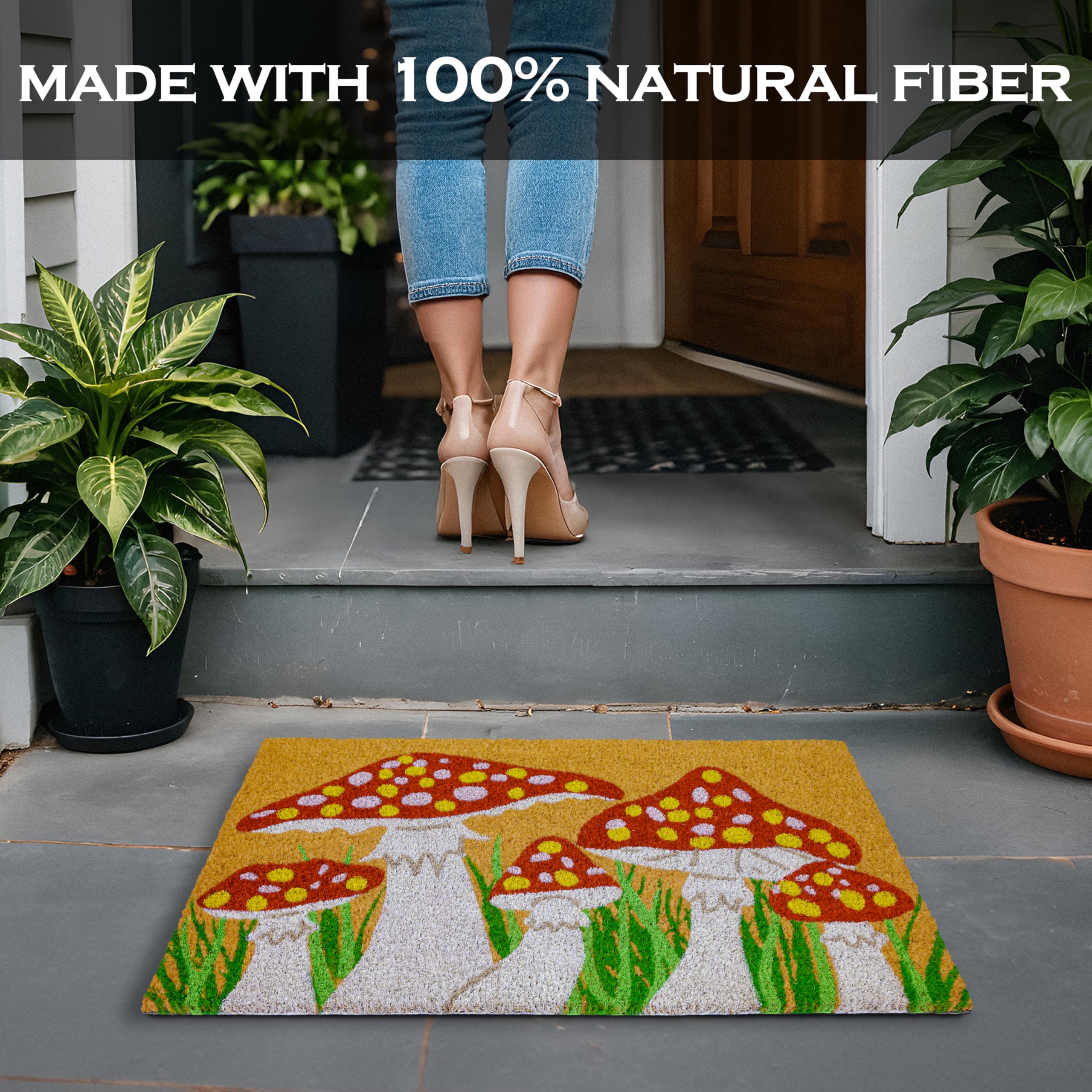 MAINEVENT Mushroom Doormat fiber detail highlights long-lasting material.