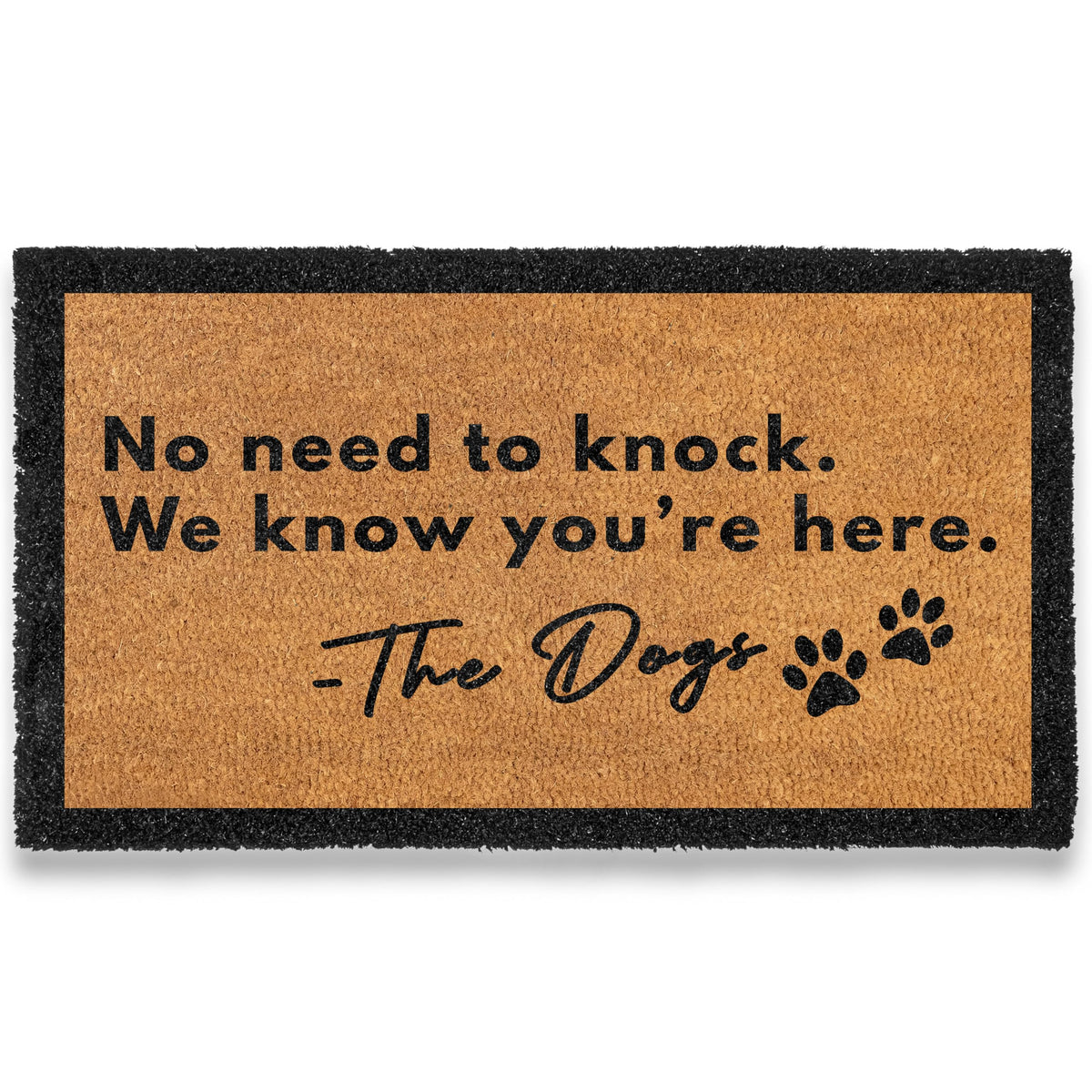 MAINEVENT no-need-to-knock-doormat front view welcoming guests with playful vibe