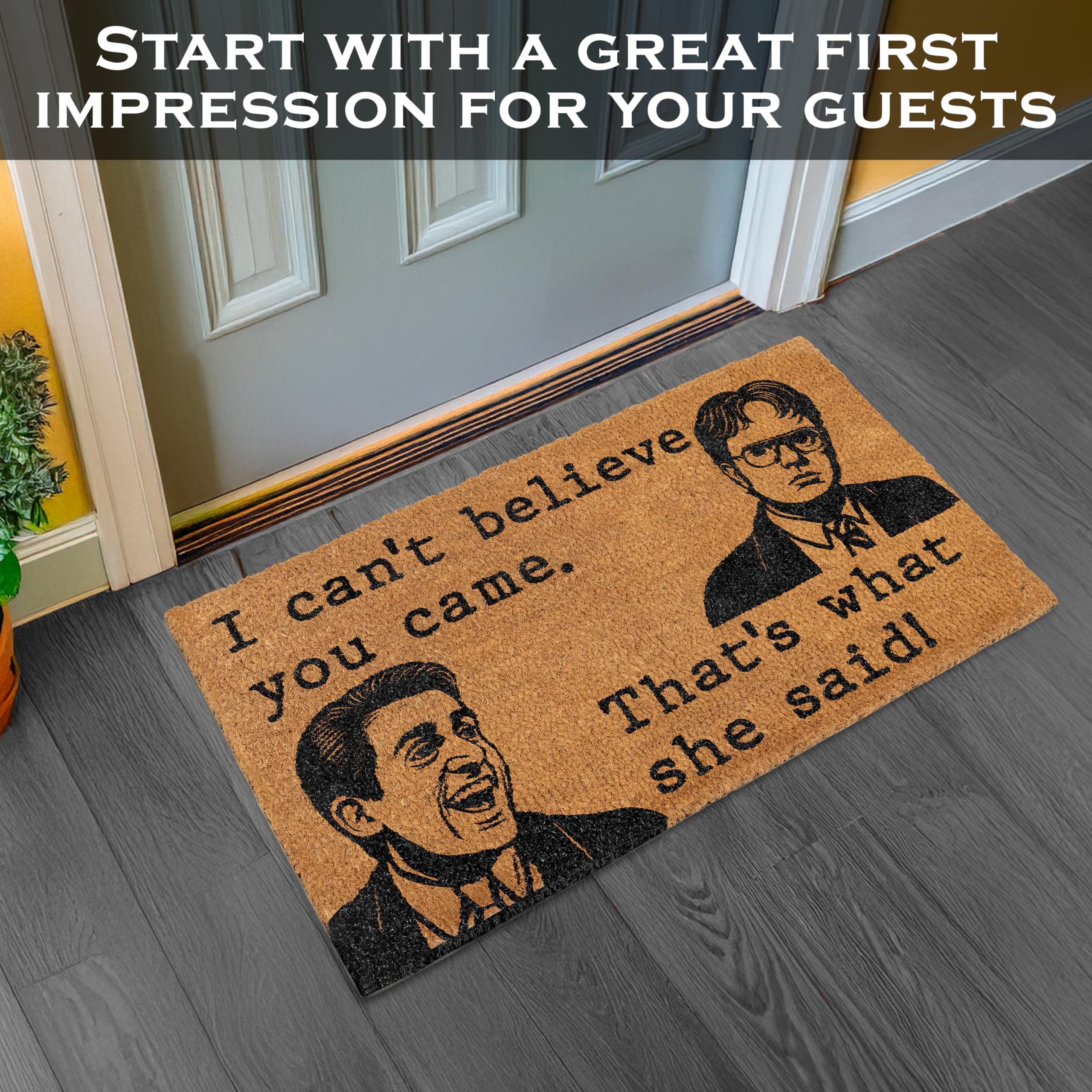 MAINEVENT office-door-mat-quote adds playful energy to work-from-home entry