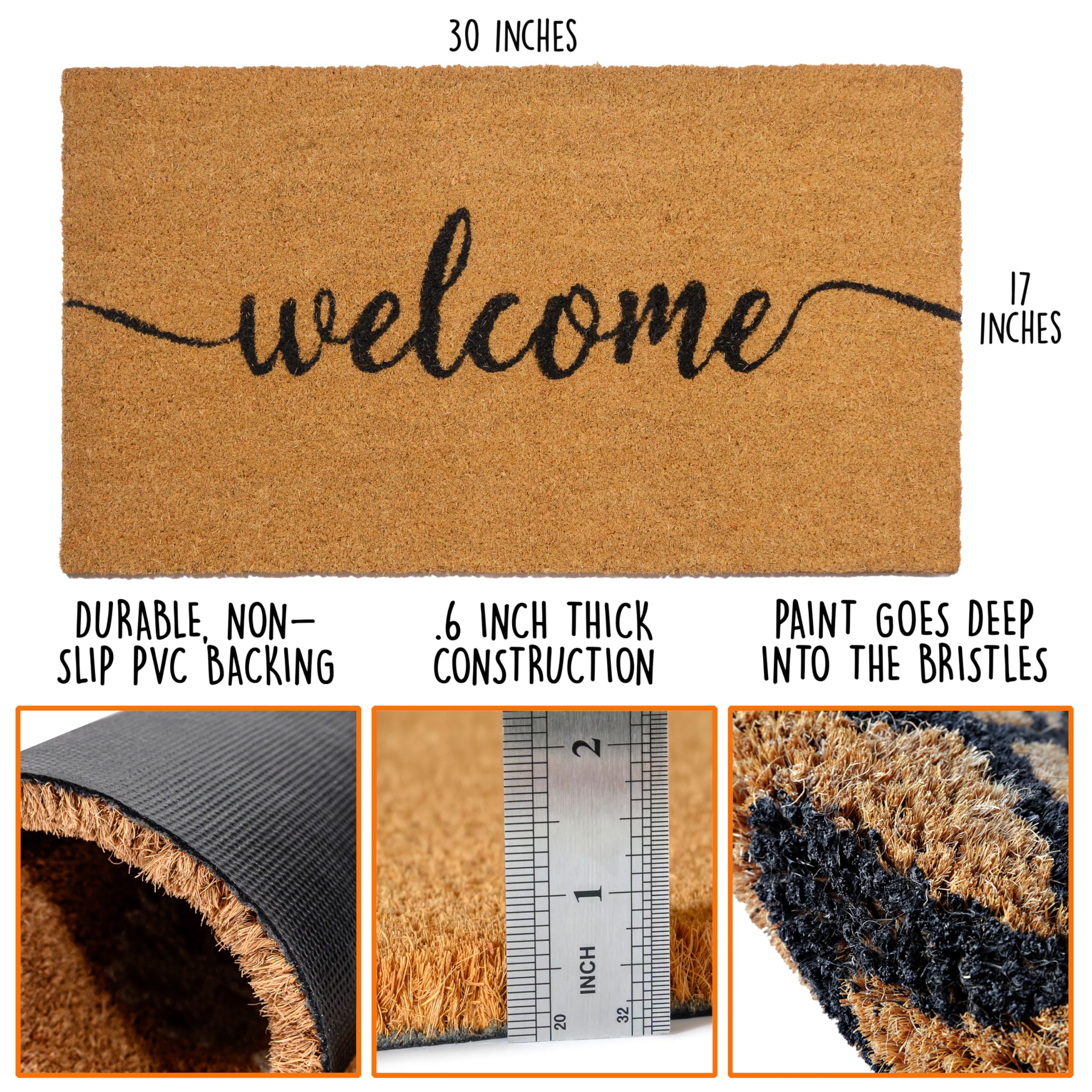 MAINEVENT Outdoor Coir Doormat with durable fibers welcomes guests year-round.